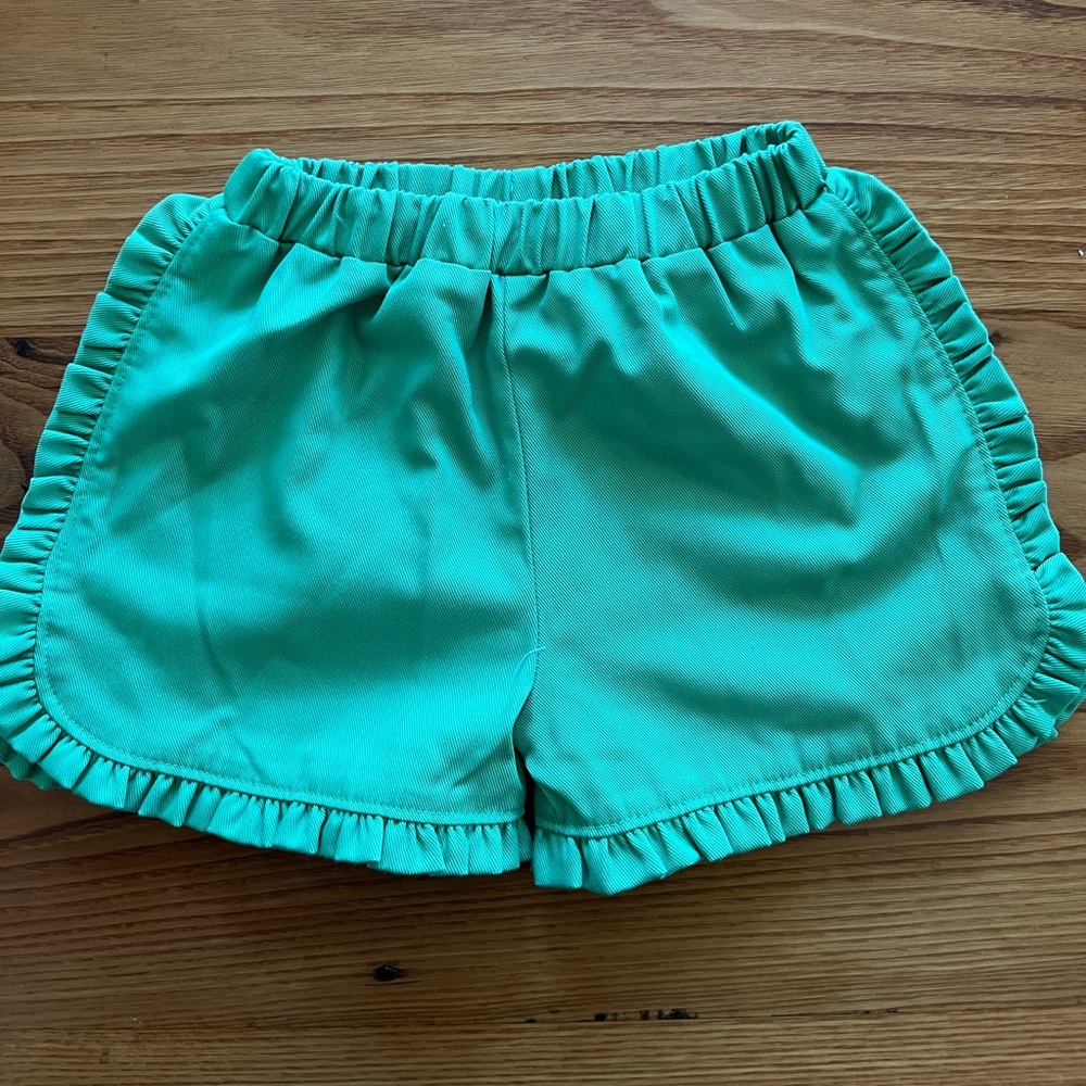 Little English Green Tulip Shorts with ruffles 3T